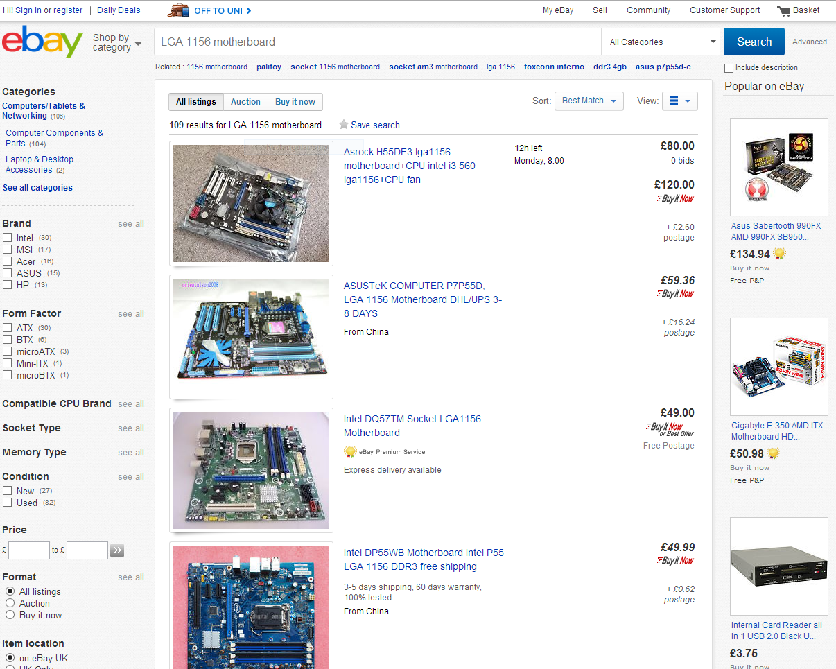 [UK] Where can I still find an LGA 1156 motherboard for less than ...