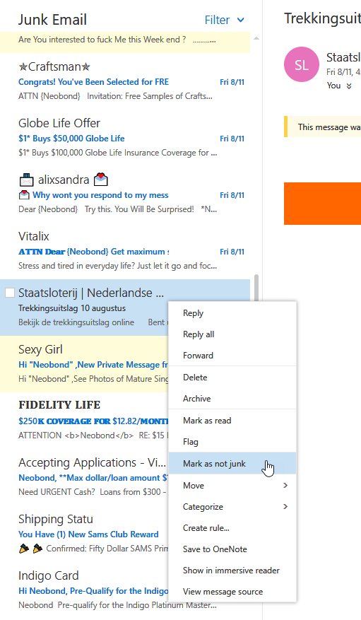 How do you mark mail as not junk Windows 10 Mail? - Microsoft (Windows ...