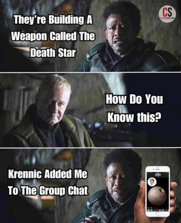 When secret rebel intel turns out to be… a group chat notification Tap   if you’d totally screenshot this too!  Follow @thestarwars.universe for more galactic-level laughs!May the Force be with you!  #starwars #disney #star.jpg