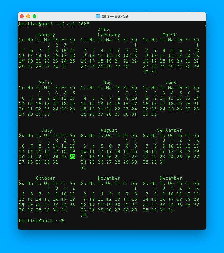 Terminal Command to Show Calendar in EU Format (Monday First, not Sunday)