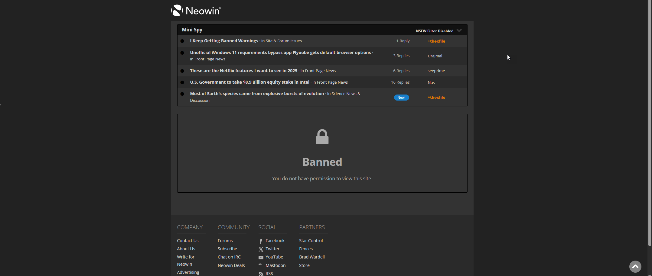 I Keep Getting Banned Warnings Site & Forum Issues Neowin(01)