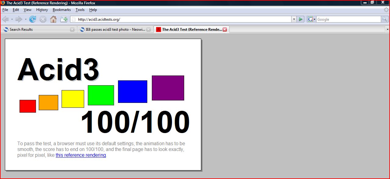 IE8 passes acid3 test photo  Browser Discussion & Support Neowin