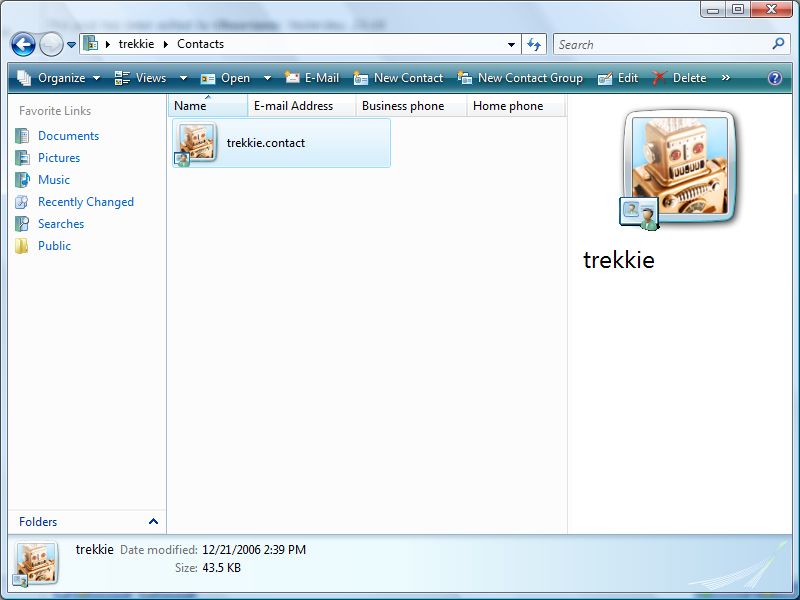 Windows Contacts Folder (in RTM) Windows Neowin
