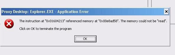 Explorer.exe-Application Error The instruction at - Microsoft (Windows ...