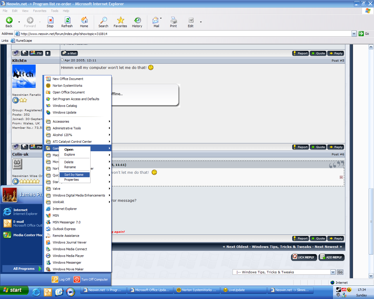 Program list re-order - Tips, Tweaks & Customization - Neowin