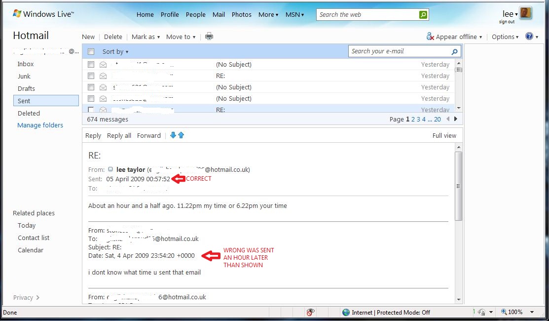 Incorrect Time Stamp In Hotmail. - Microsoft (Windows) - Neowin