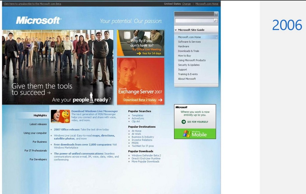 Visualized: 20 years of Microsoft's homepage - Neowin
