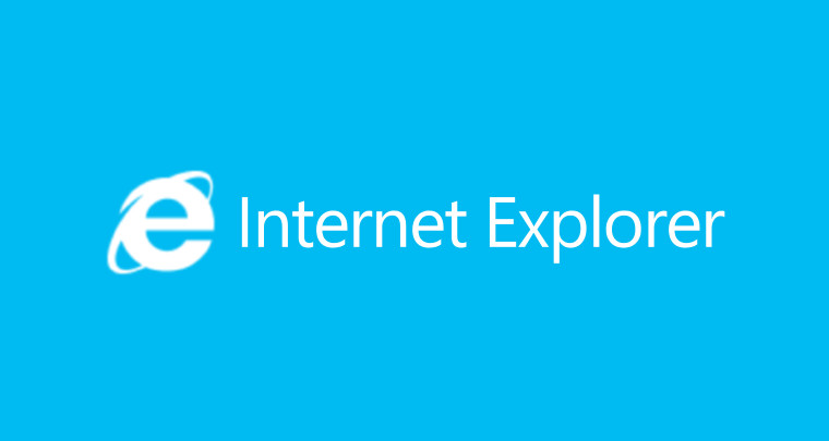 Internet Explorer logo and text on a light blue background