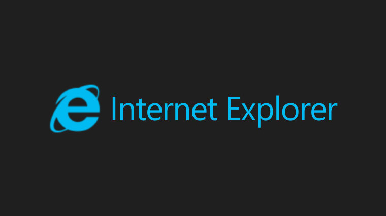 Logo and icon on Internet Explorer in blue on a dark background