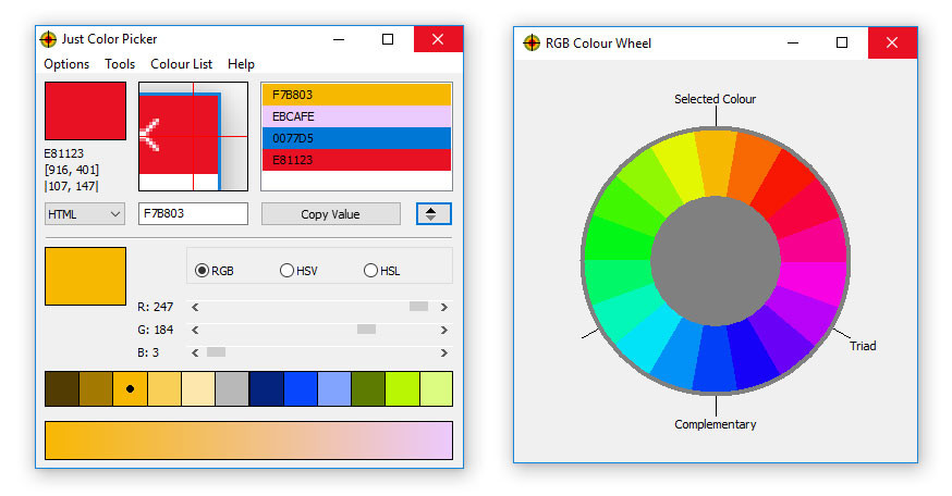 Just Color Picker 5.9 - best free colour tool for Windows and macOS