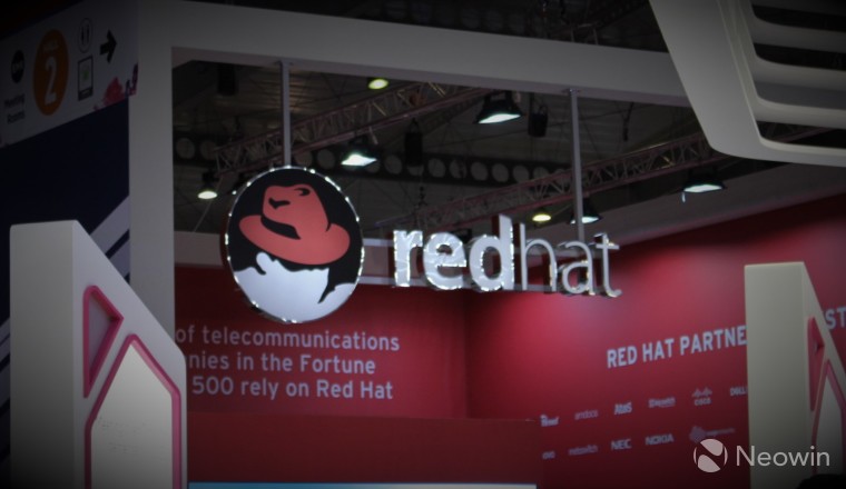 red hat booth at some convention I am not aware of