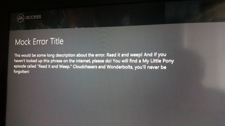 This weird error message about 'My Little Pony' on Xbox One is a bug ...
