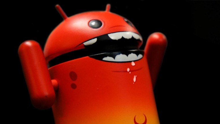 A red malicious-looking version of the Android mascot