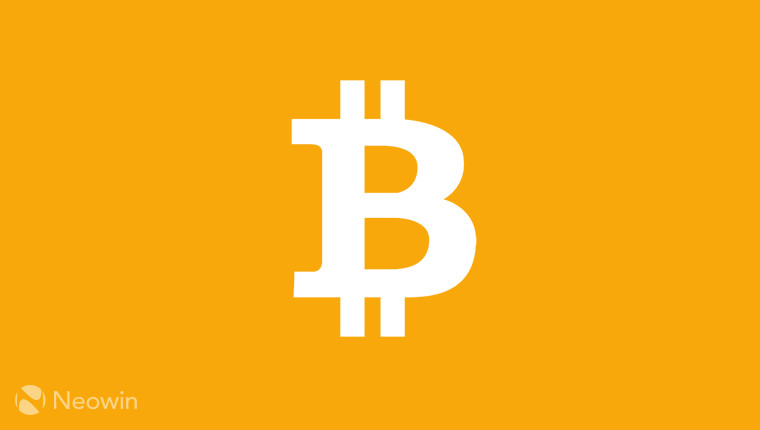 The bitcoin logo on a gold background