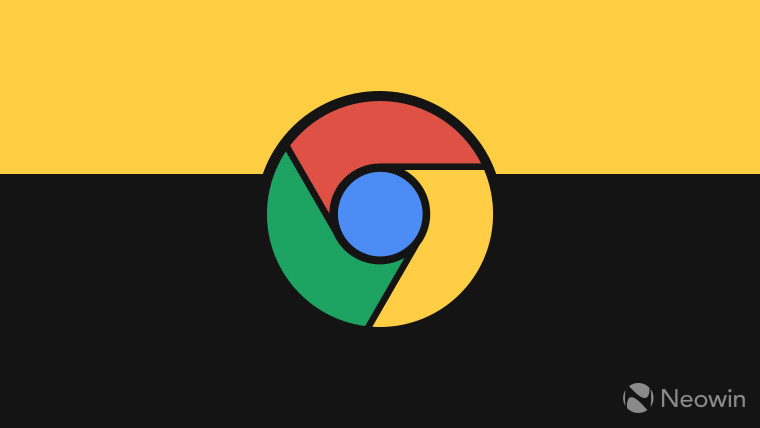 A Chrome logo on a yellow and black background