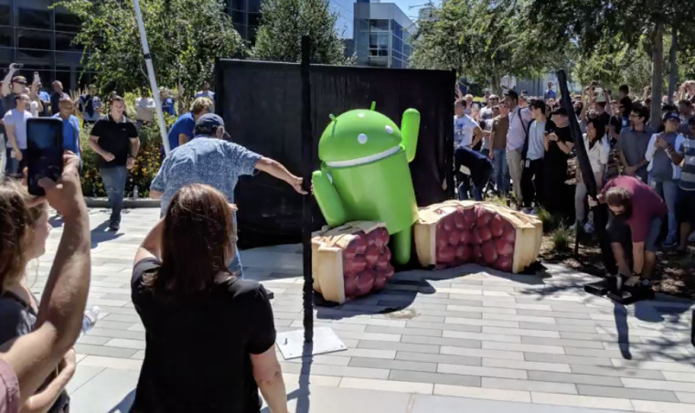 Google unveils new lawn statue to celebrate the release of Android 9.0 ...