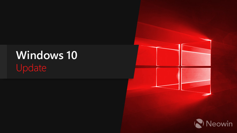 A red Windows 10 logo and the words Windows 10 Update