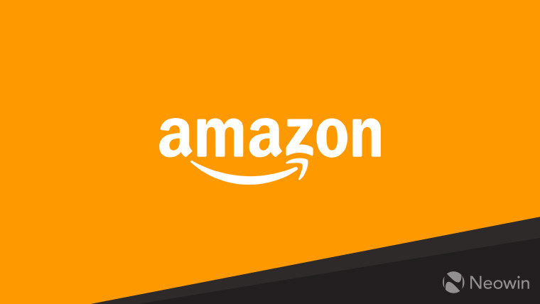 The Amazon logo on a yellow and black background