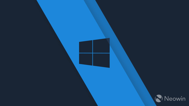 Windows 10 logo in black on a light blue background