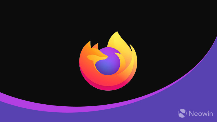 Firefox logo on a black, purple, and pink background