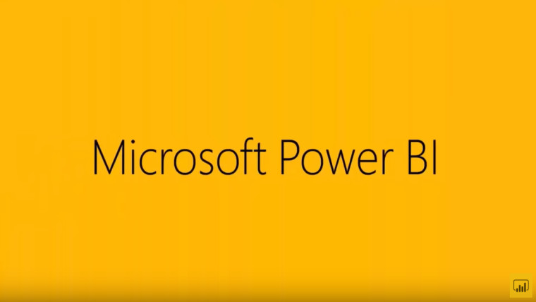 Centered text with Microsoft Power BI written, small Power BI logo at the bottom right