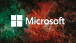 Microsoft logo on a colorful background