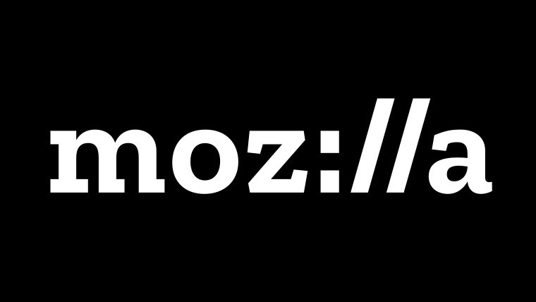 Mozilla logo in white writing on a black background