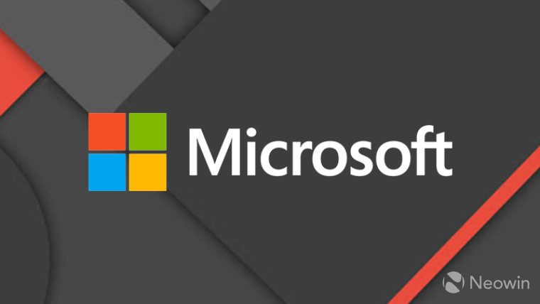 The Microsoft logo on a grey and red background