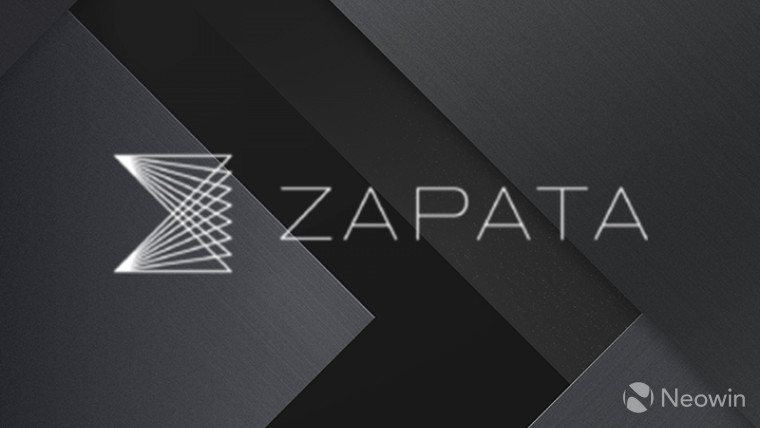 Logo of zapata computing on a tiled, grey background