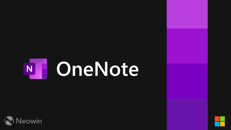 OneNote logo with purple stripes next to it on a black background