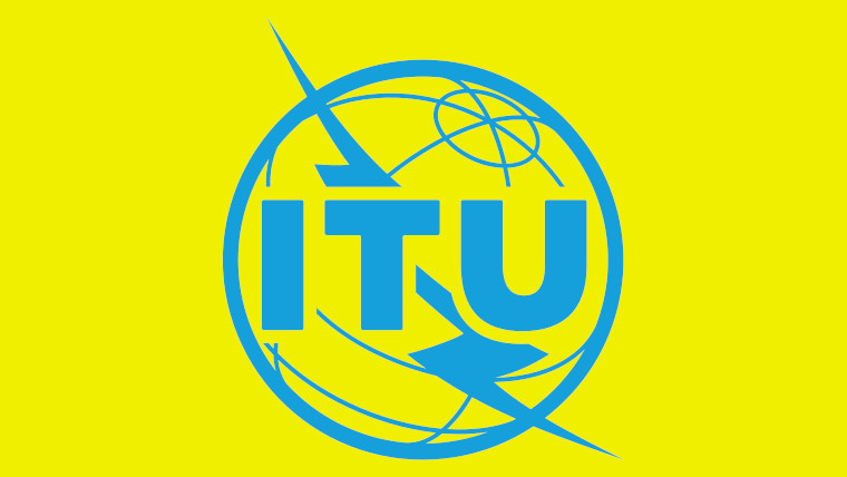 UN Internation Telecommunications Union logo on an electric yellow background