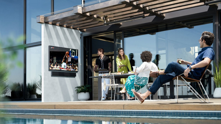 The Terrace attached to a wall next to a swimming pool