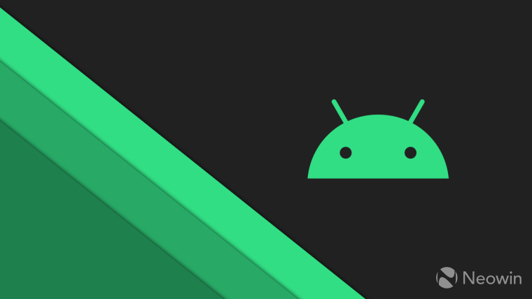 Android logo on a dark background with green stripes on the left