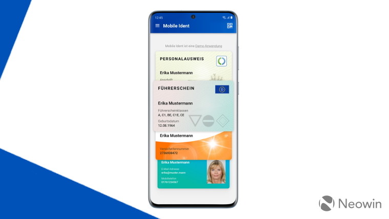 The new German national ID app on a Samsung phone