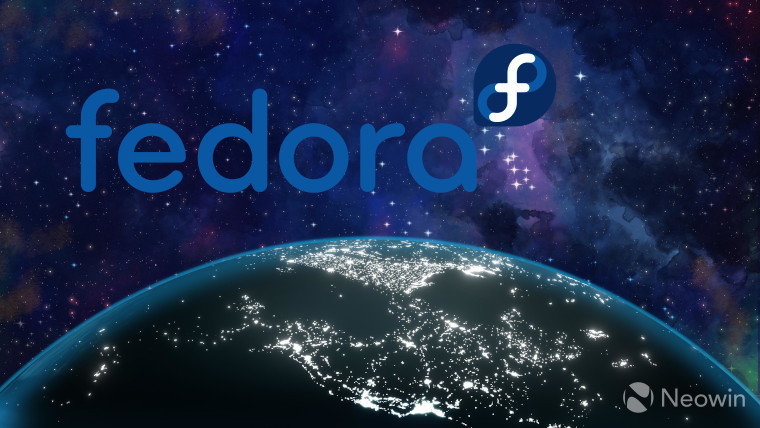 The Fedora logo on the Fedora 33 background