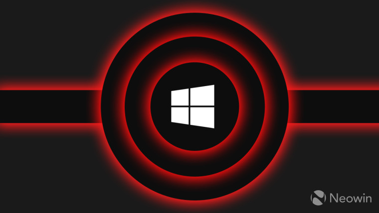 Windows logo on a black background with red circles