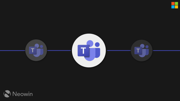 Microsoft Teams logos connected by a violet line