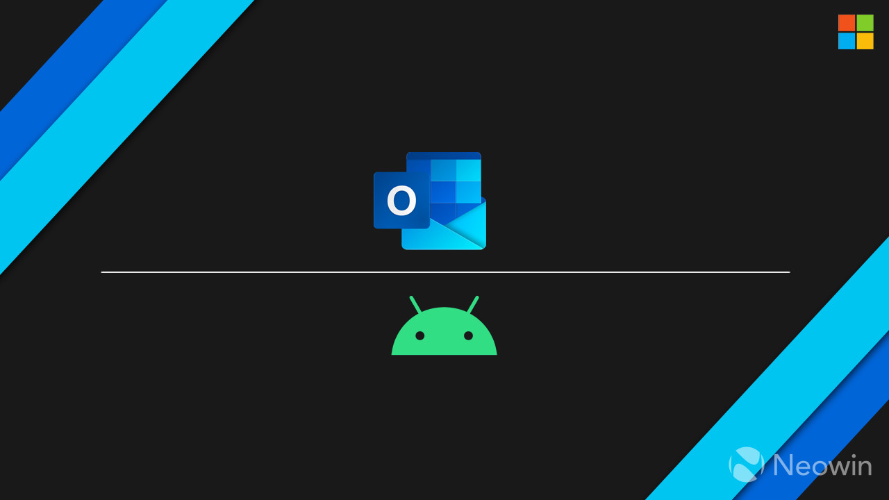 Outlook and Android logos on a black background