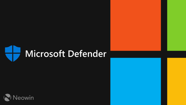 The Microsoft logo and Microsoft Defender on a black background