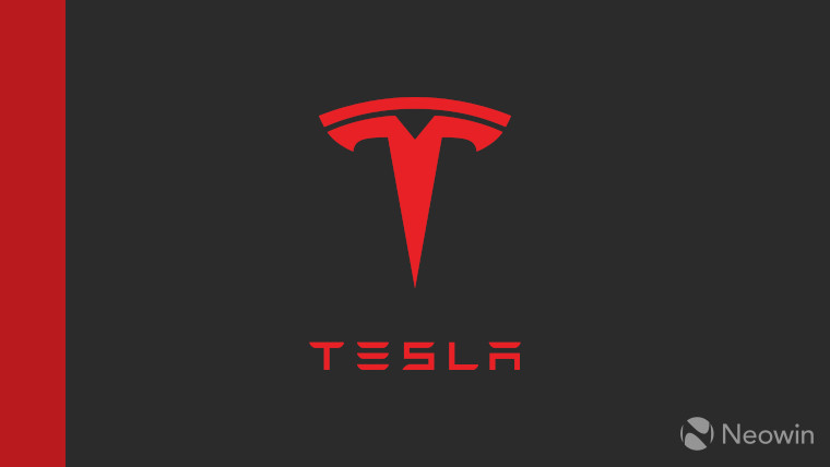 The Tesla logo on a black background