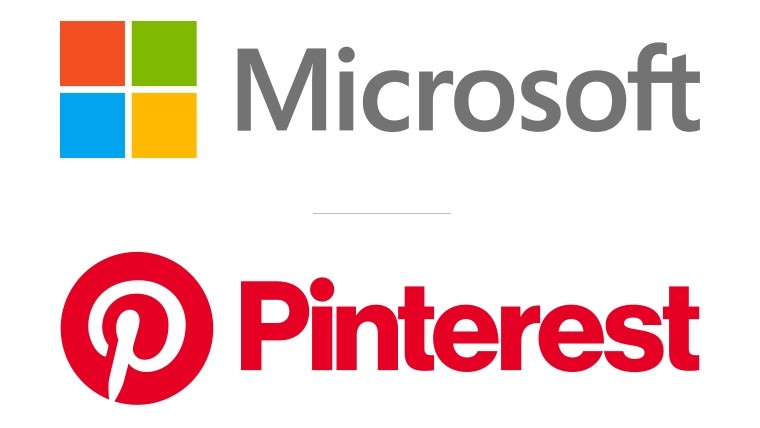 Microsoft logo above the Pinterest logo