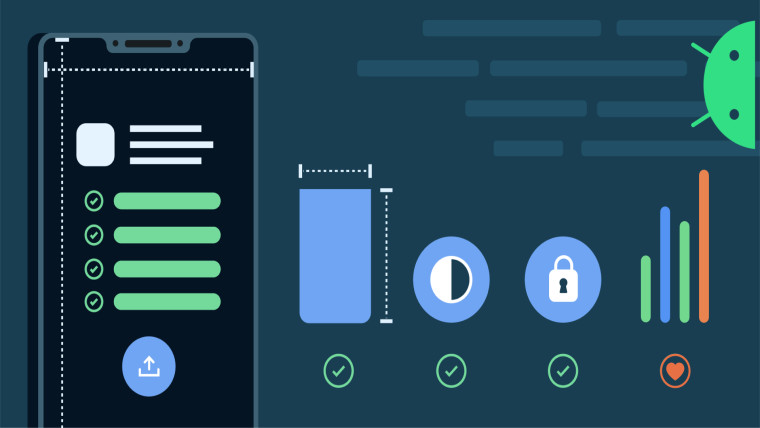 An animated graphic emphasizing design components of Android apps