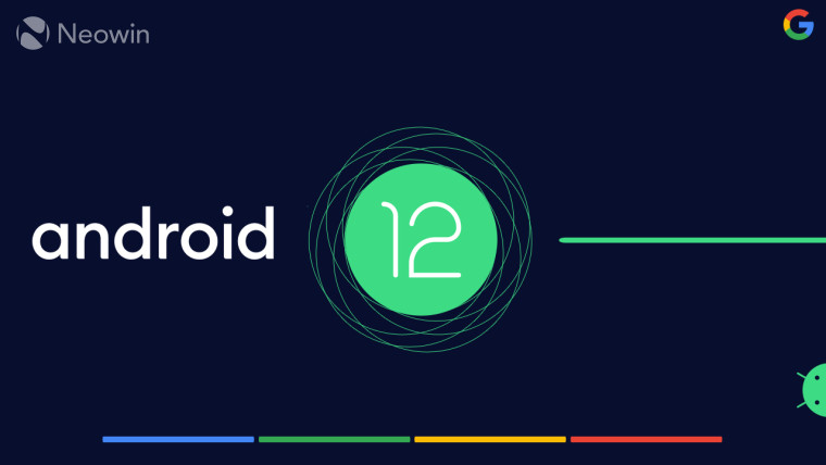 Android 12 logo with concentric circles in the background