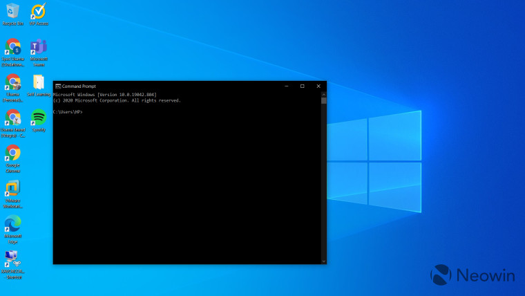 Command Prompt open on Windows 10 desktop