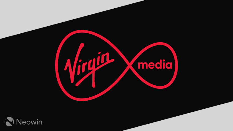 The Virgin Media logo on a black and grey background