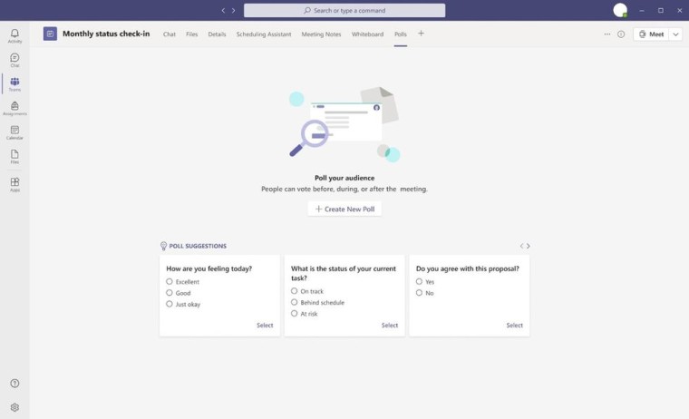 Poll suggestions in Teams