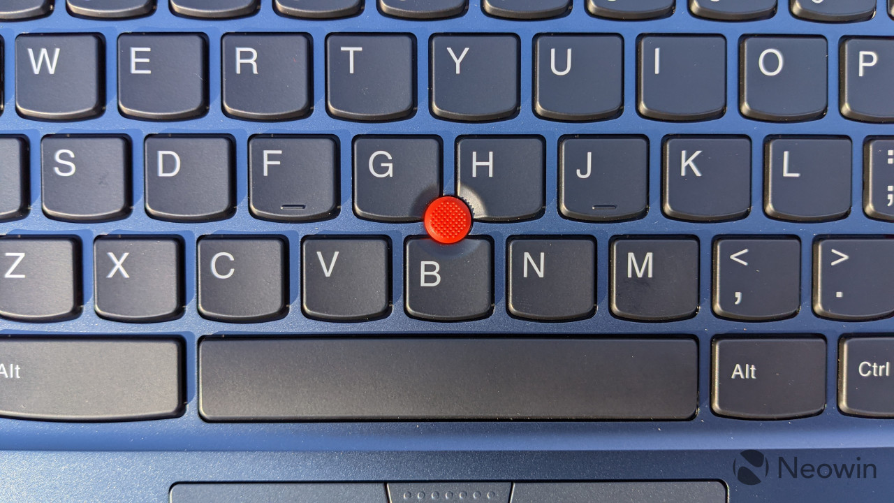 Close-up of TrackPoint on ThinkPad C13 Yoga