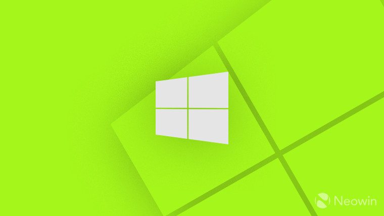 Windows 10 logo monochrome on light green lime background