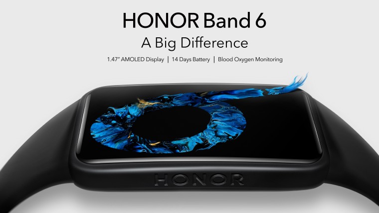 Close-up view of the Honor Band 6 with text reading A Big Difference above it