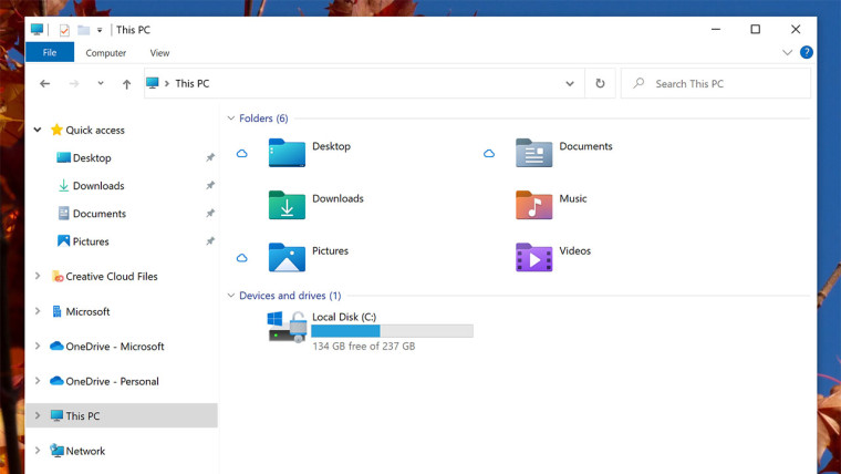 Screenshot of File Explorer with new icons